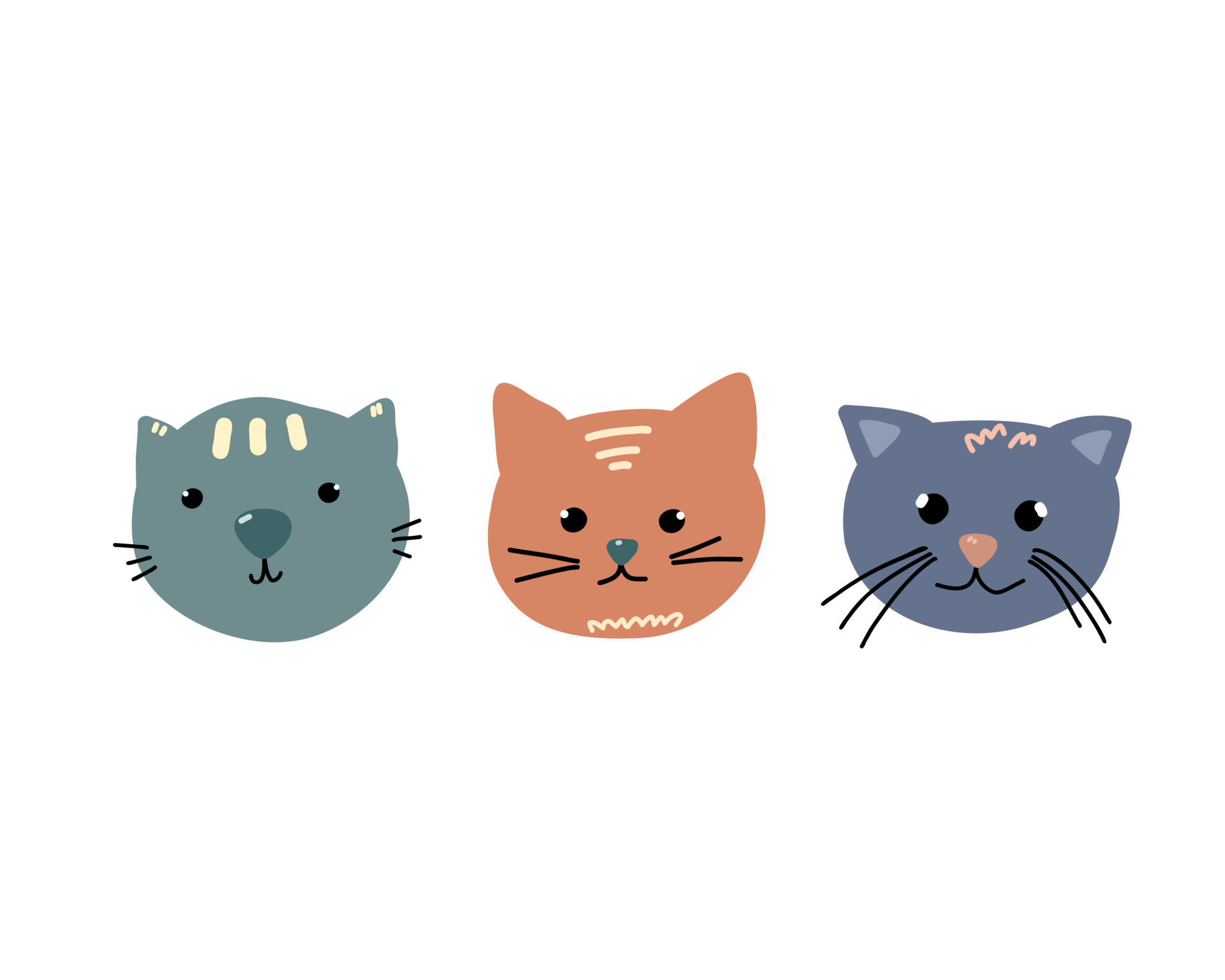 ilustração de gatinhos de desenho animado. focinhos fofos de gatos para  livros infantis, jogos, cartões postais. 8151199 Vetor no Vecteezy
